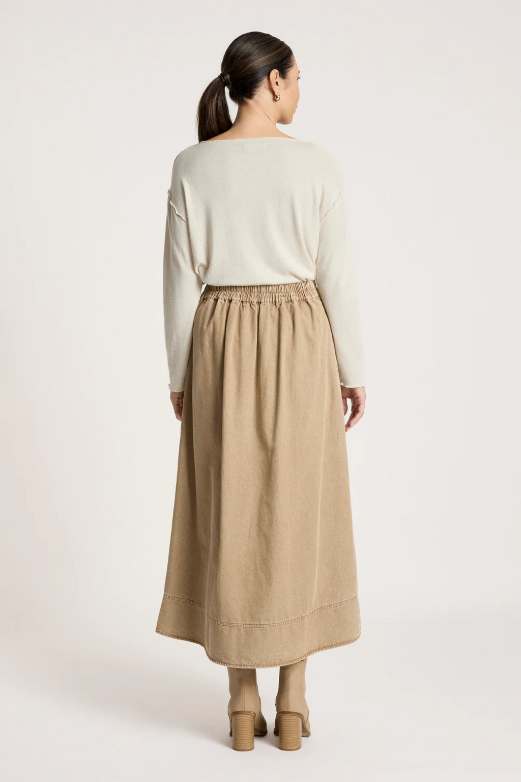 Bodhi Denim Skirt Fawn - Emelda's Shoes