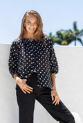 Black Polka Dot Top - Emelda's Shoes