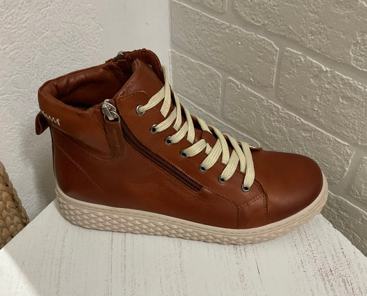 Una Tan Double Zip & Lace - Emelda's Shoes