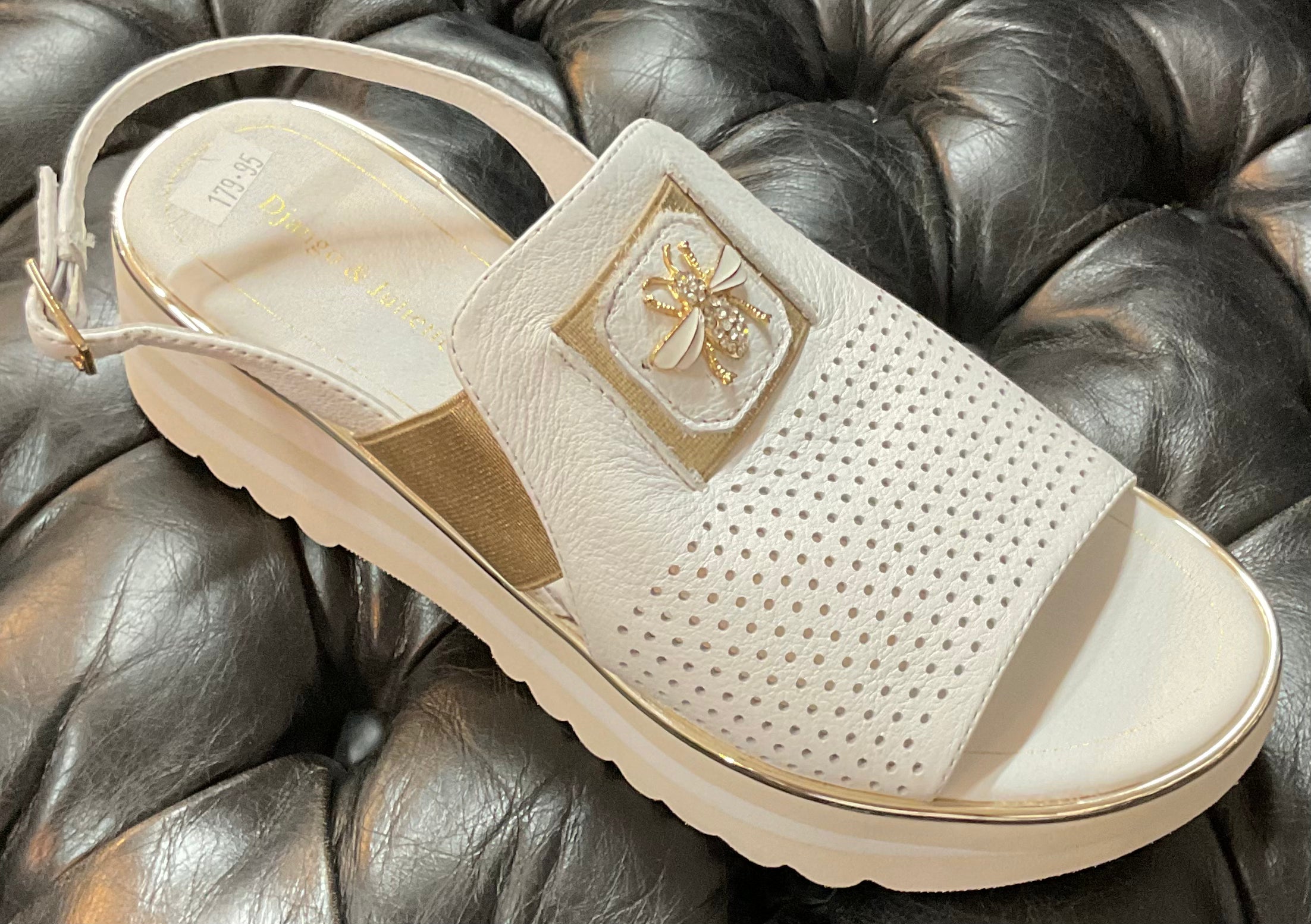 Haley White-Gold - Emelda's Shoes