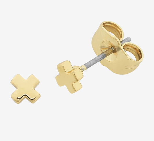 Petite Cross Gold Earrings